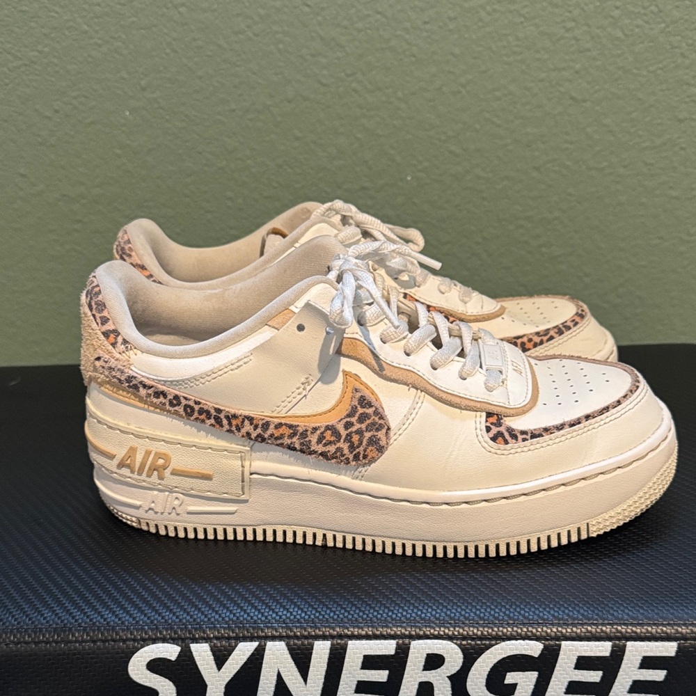 Nike Women's Air Force 1 Low Cream with Leopard Swoosh